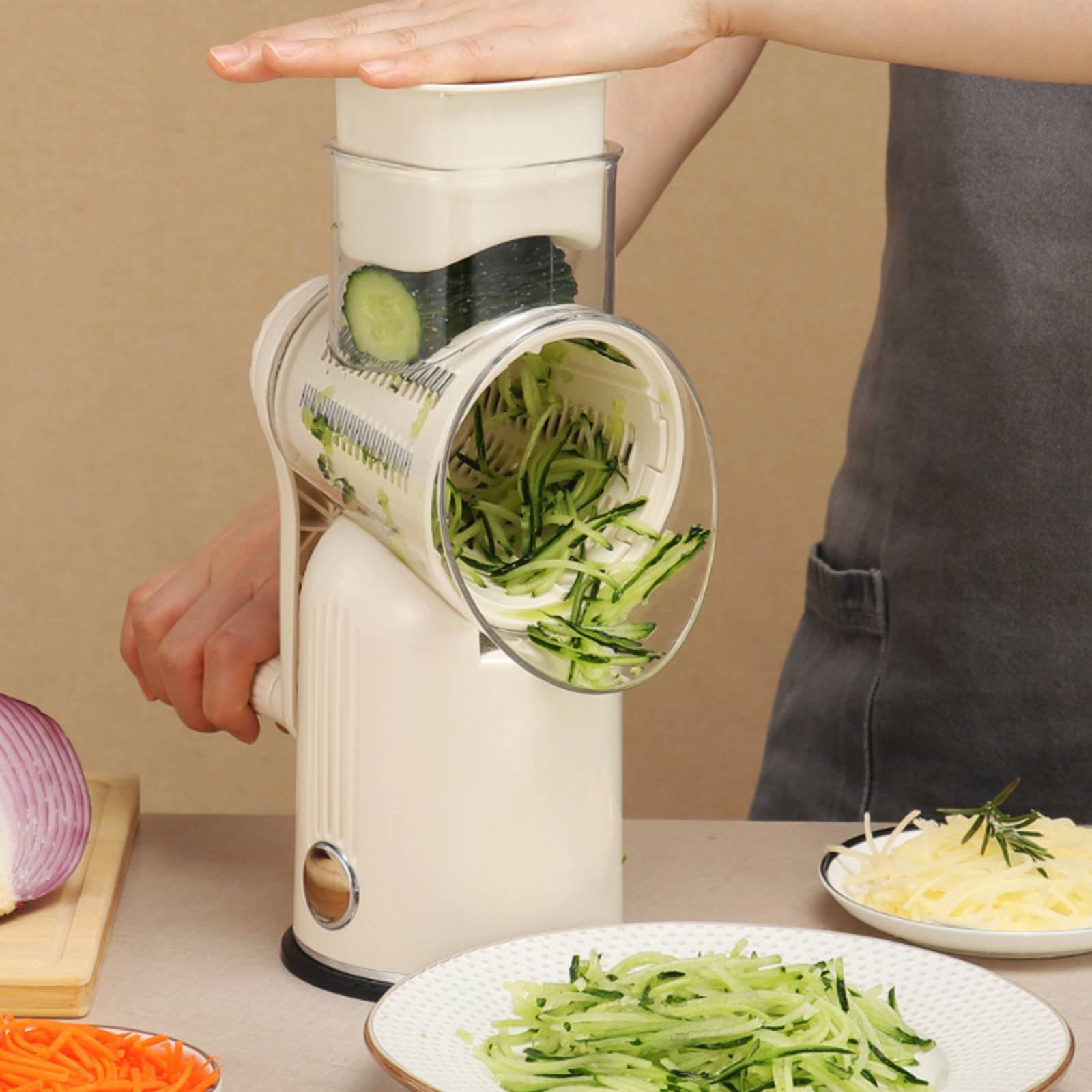 Kitchen Gadgets Save Time - Cortador de Legumes Rotativo Manual com