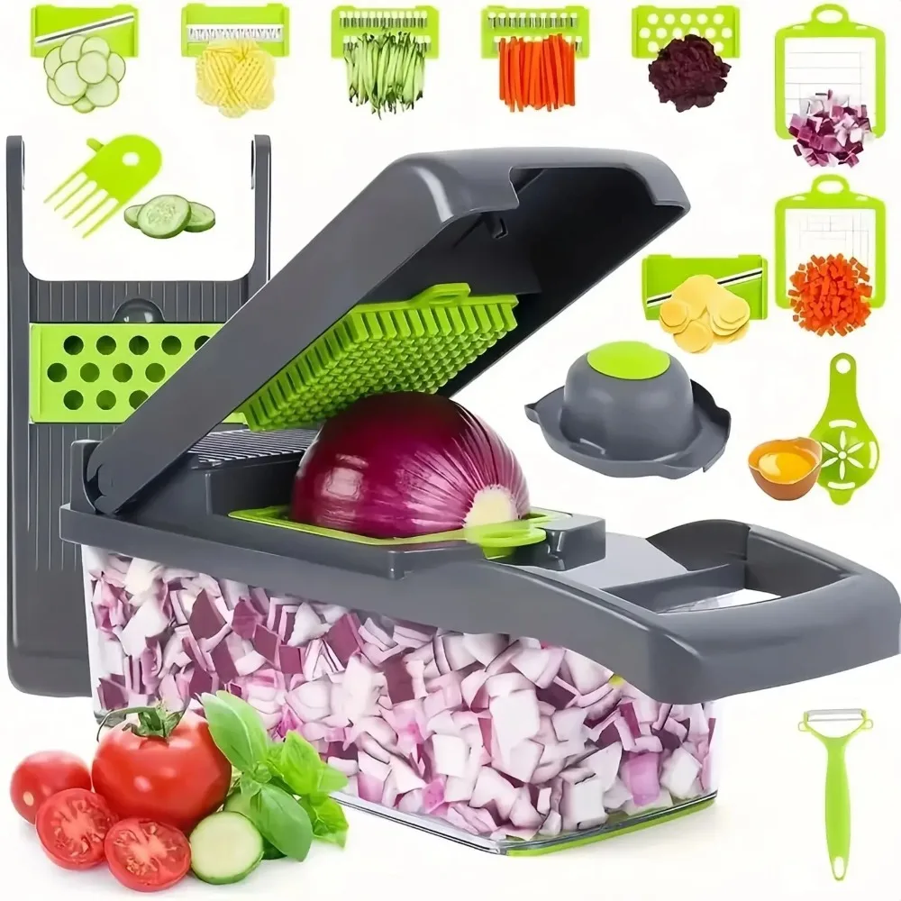 Kitchen Gadgets Luxury - Chopper Vegetal Multifuncional com Alça, Grelha