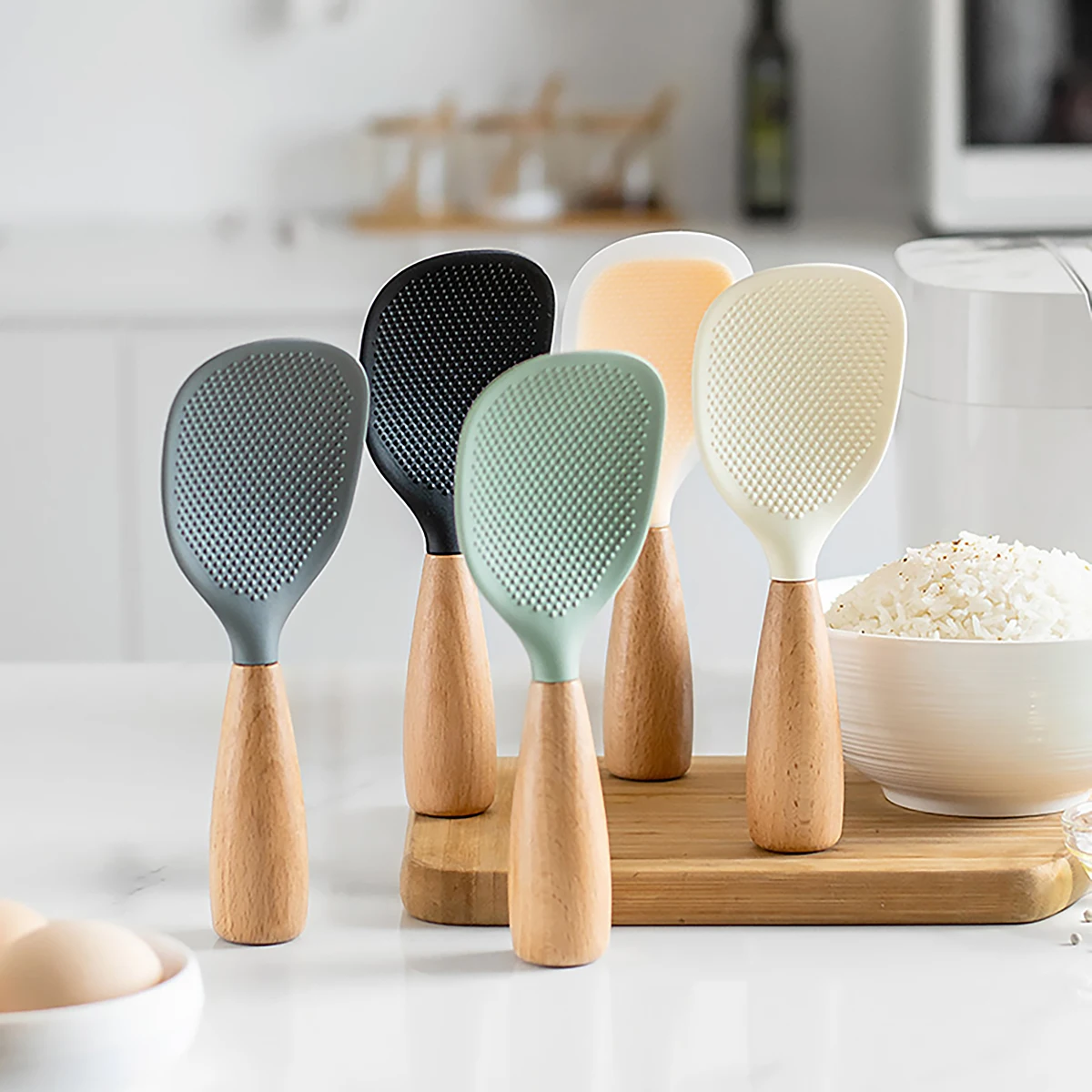 Kitchen Gadgets On Sale - Colher de arroz de silicone suspensa,
