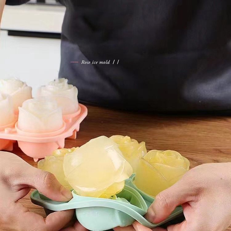 Moldes de gelo rosa 3d, 4 bura - Kitchen Gadgets Worth Buying avaliação e preço